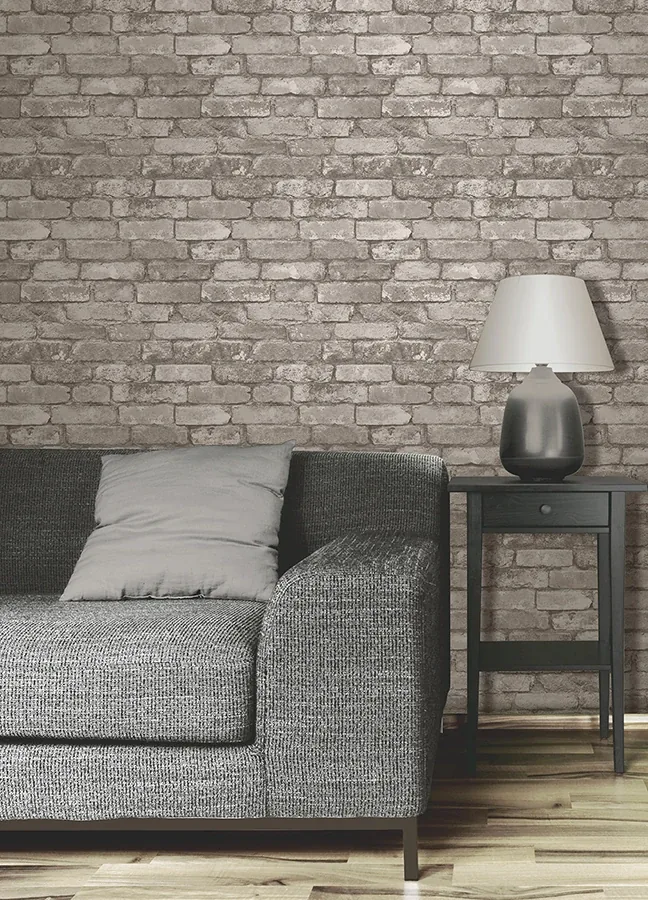 Brewster Home Fashions Davis Light Grey Rustic Brick Wallpaper | Wallpaper Twins Brewster Home Fashions Davis Light Grey Rustic Brick Wallpaper - SKU FD31286