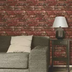 Brewster Home Fashions Davis Red Rustic Brick Wallpaper - SKU FD31285