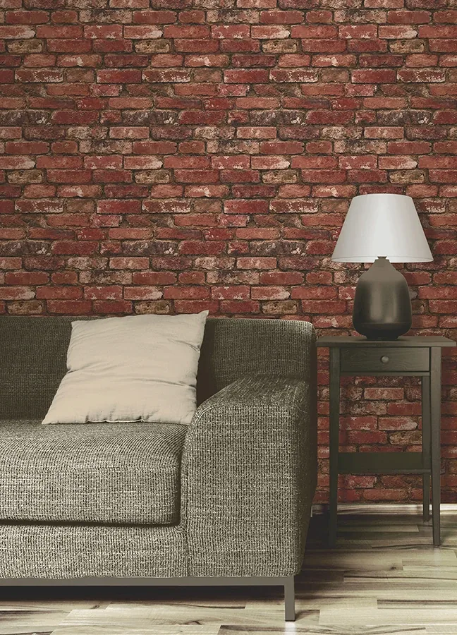Brewster Home Fashions Davis Red Rustic Brick Wallpaper - SKU FD31285