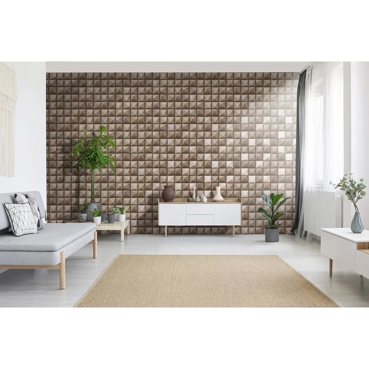 Brewster Home Fashions Dax Copper 3D Geometric Wallpaper | Wallpaper Twins Brewster Home Fashions Dax Copper 3D Geometric Wallpaper - SKU 4020-78608