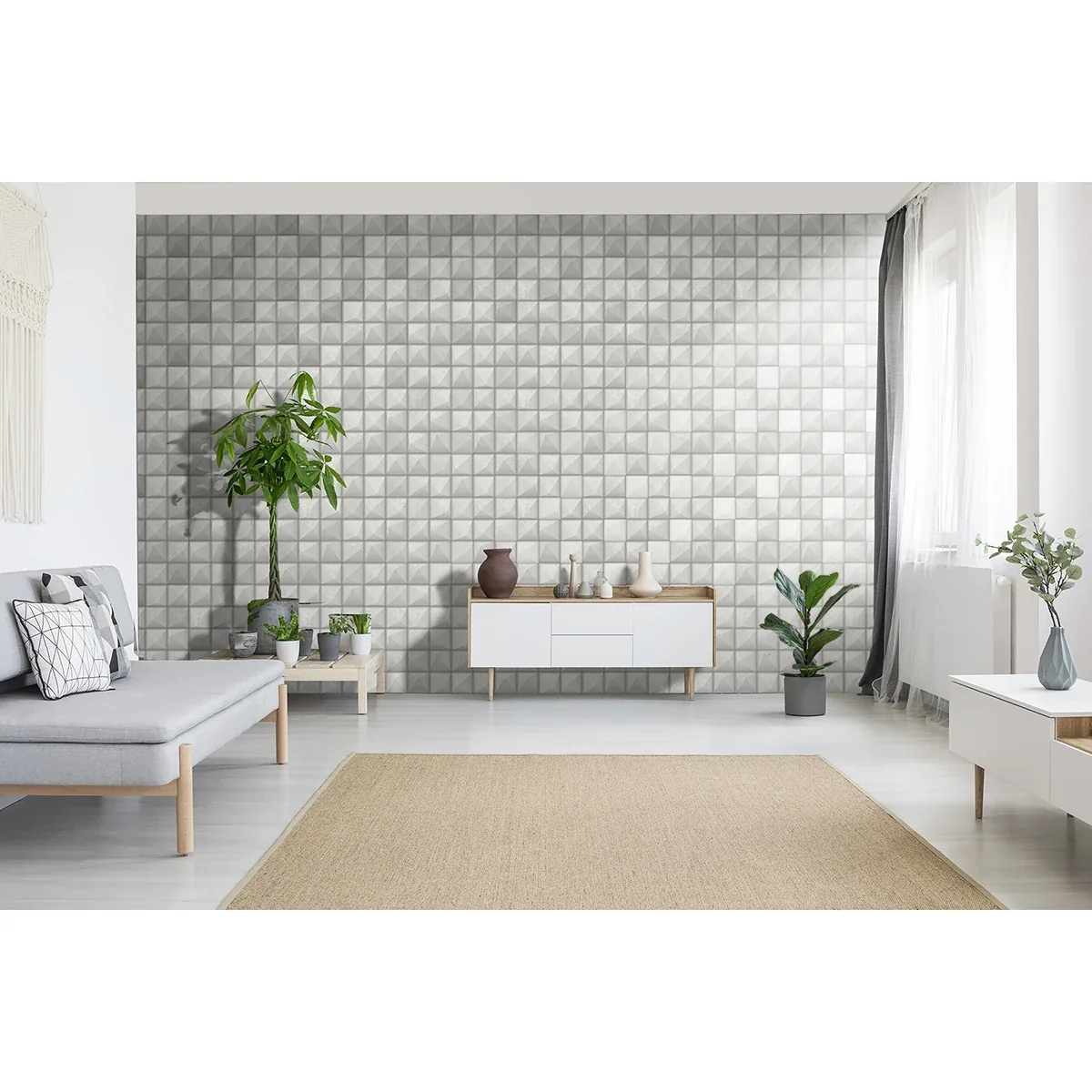 Brewster Home Fashions Dax Grey 3D Geometric Wallpaper | Wallpaper Twins Brewster Home Fashions Dax Grey 3D Geometric Wallpaper - SKU 4020-78609