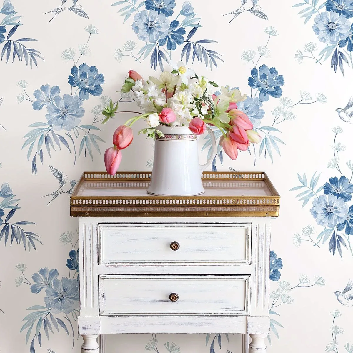 Brewster Home Fashions Deja Blue Floral Wallpaper - SKU UW25888
