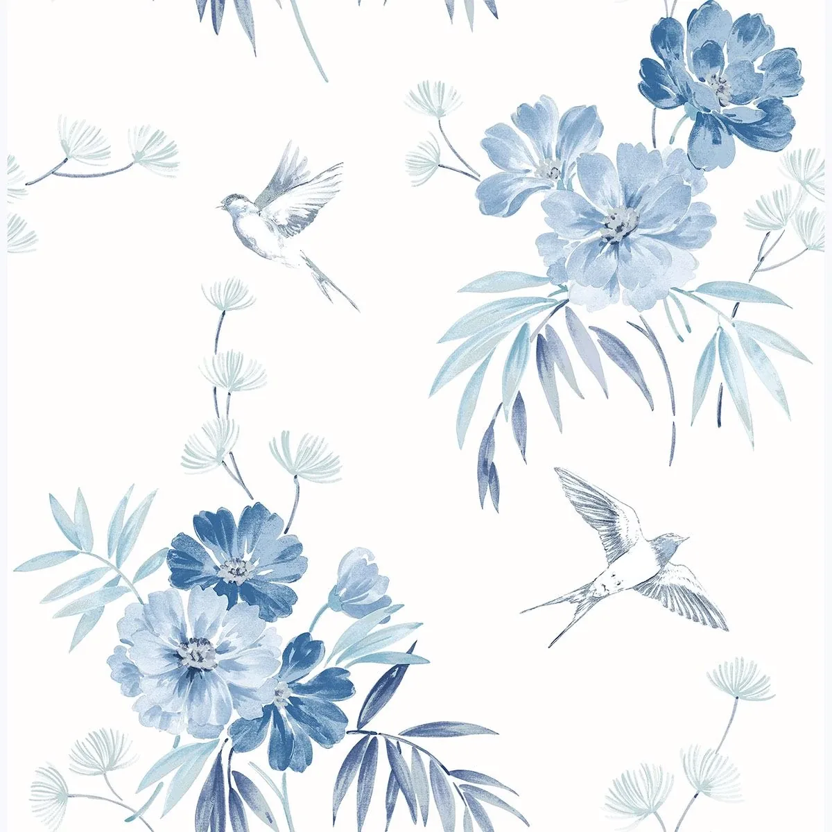 Brewster Home Fashions Deja Blue Floral Wallpaper - SKU UW25888