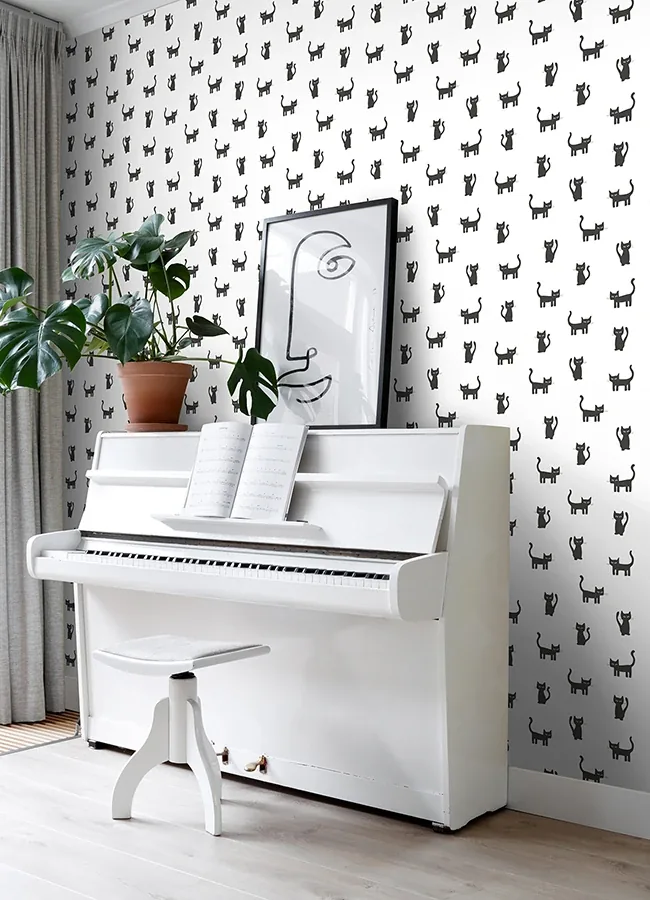 Brewster Home Fashions Delia Black Kitty Wallpaper - SKU 4060-138928
