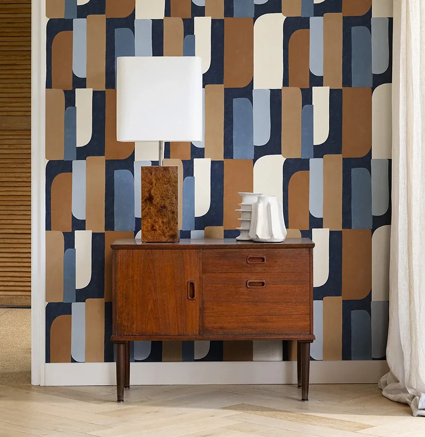Brewster Home Fashions Derain Blue Geometric Wallpaper - SKU RH330519