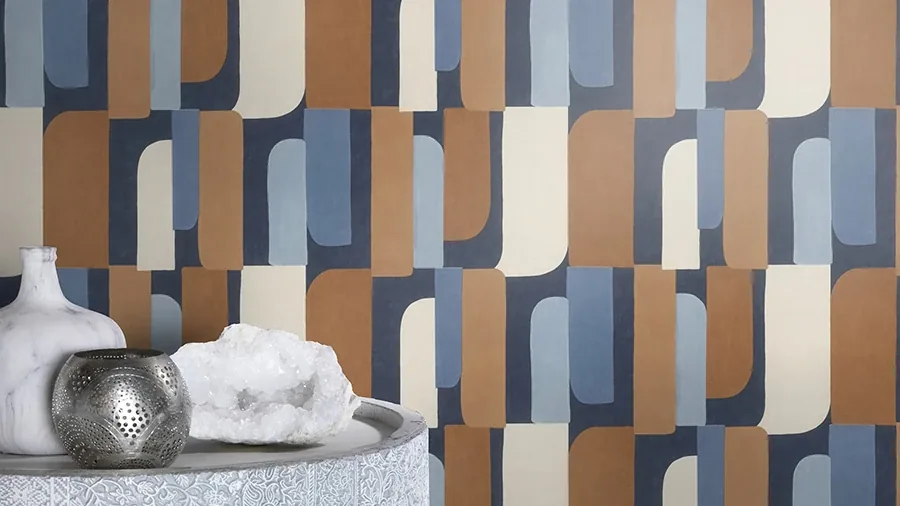 Brewster Home Fashions Derain Blue Geometric Wallpaper - SKU RH330519