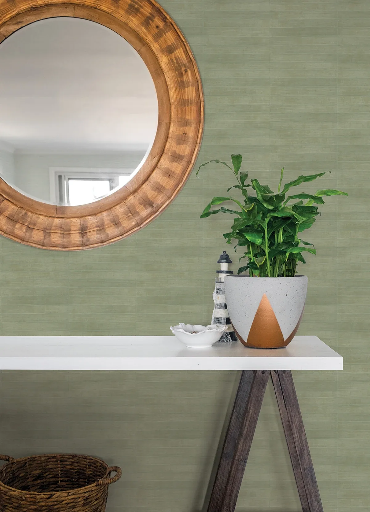 Brewster Home Fashions Dermot Light Green Horizontal Stripe Wallpaper - SKU 4041-418484