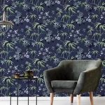 Brewster Home Fashions Desi Navy Jasmine Garden Wallpaper - SKU AH297800