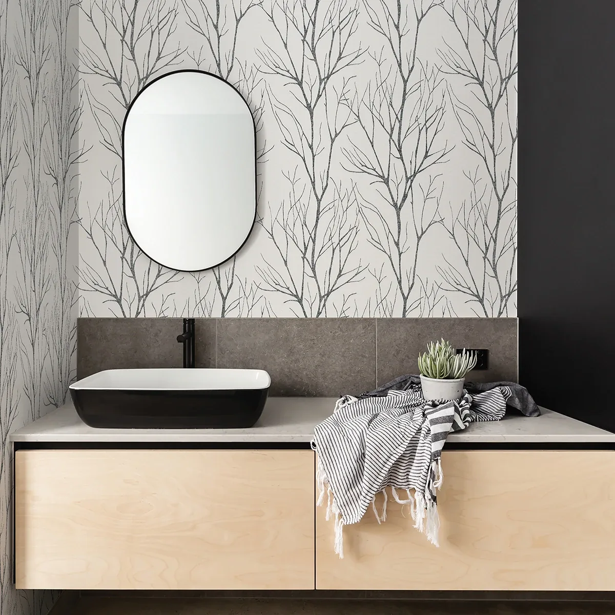 Brewster Home Fashions Diani Charcoal Metallic Tree Wallpaper - SKU 2979-37260-4