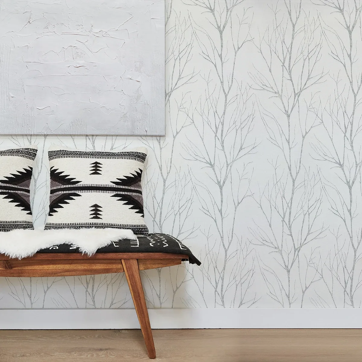 Brewster Home Fashions Diani White Metallic Tree Wallpaper - SKU 2979-37260-2