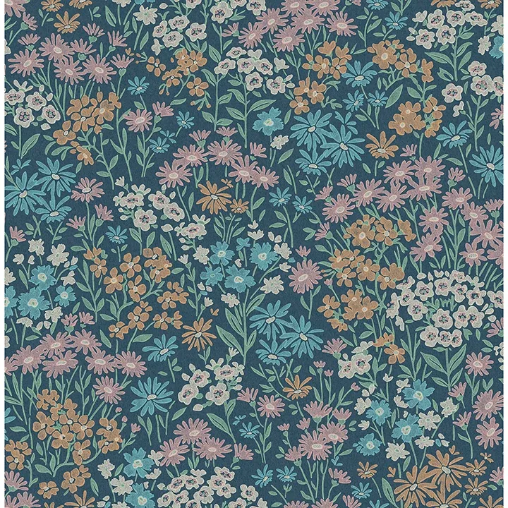 4164-M1813 | Ditsy Dark Blue Daisies Wallpaper