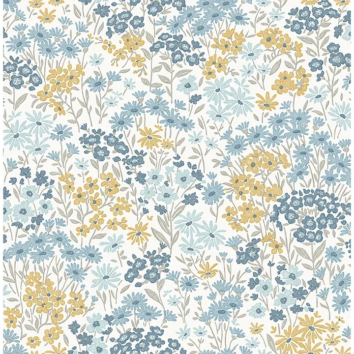 4164-M1814 | Ditsy Light Blue Daisies Wallpaper