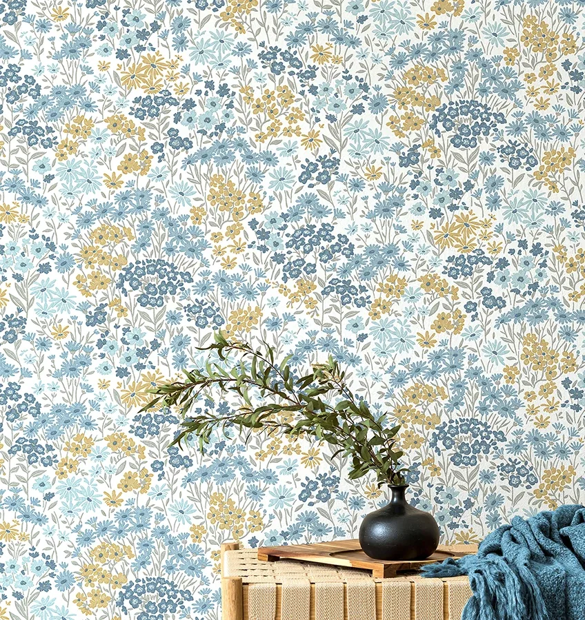 Brewster Home Fashions Ditsy Light Blue Daisies Wallpaper - SKU 4164-M1814
