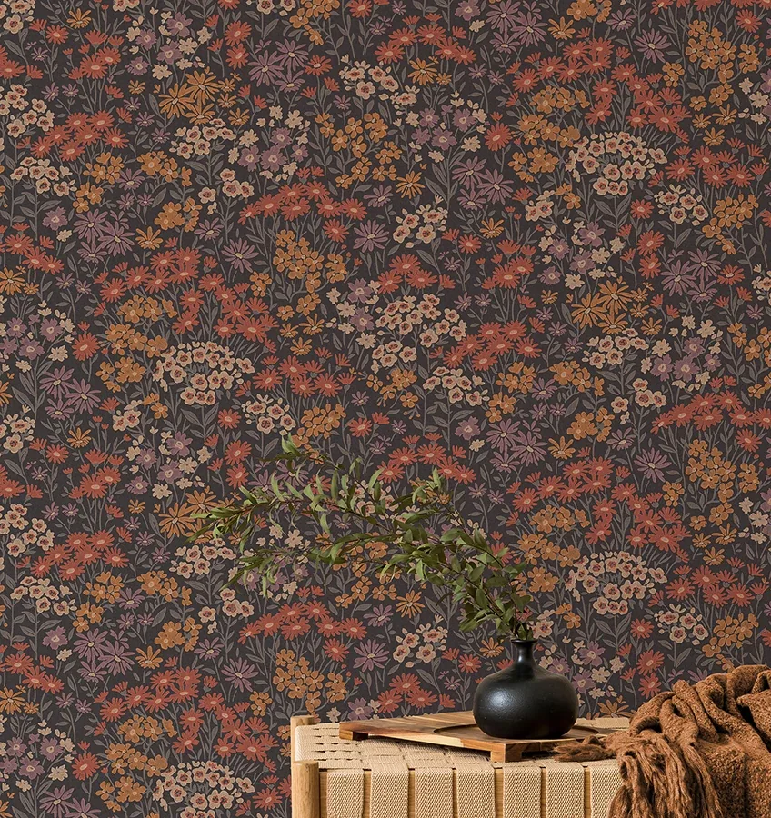 Brewster Home Fashions Ditsy Orange Daisies Wallpaper - SKU 4164-M1812