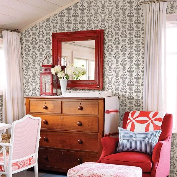 Brewster Home Fashions Dolly Dark Brown Folk Floral Wallpaper - SKU 2904-13511