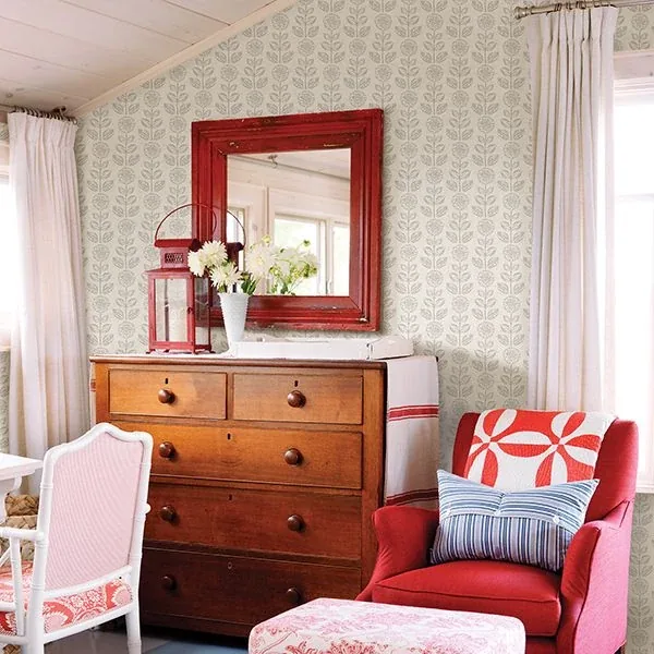Brewster Home Fashions Dolly Light Grey Floral Wallpaper - SKU 3119-13514