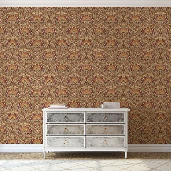 Brewster Home Fashions Donovan Burnt Sienna Nouveau Floral Wallpaper - SKU M1194