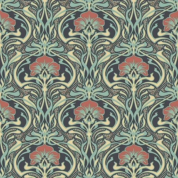 M1196 | Donovan Moss Nouveau Floral Wallpaper