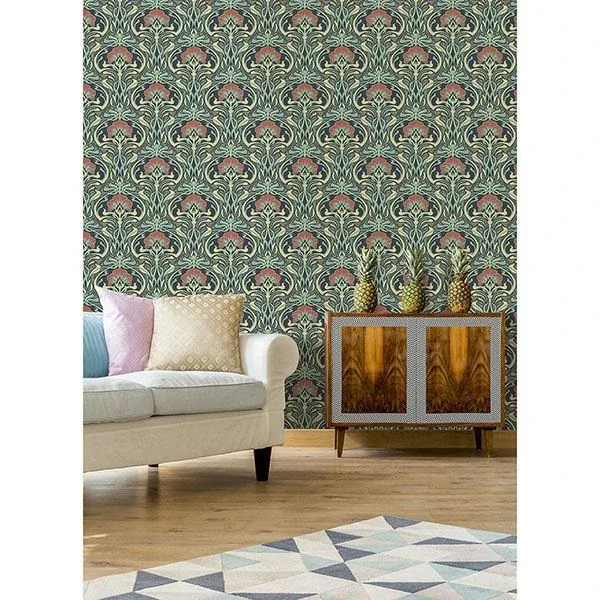 Brewster Home Fashions Donovan Moss Nouveau Floral Wallpaper - SKU M1196