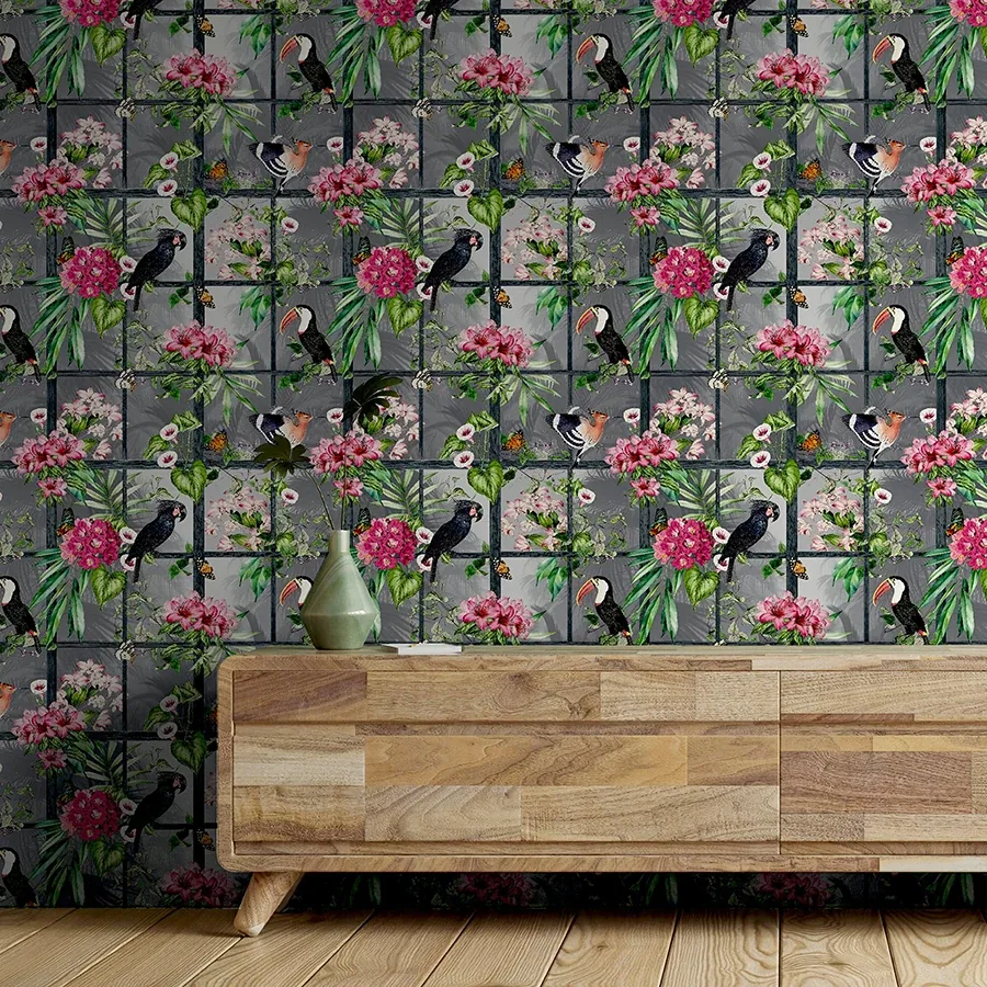 Brewster Home Fashions Dorothea Multicolor Tropical Birds Wallpaper - SKU AH924408