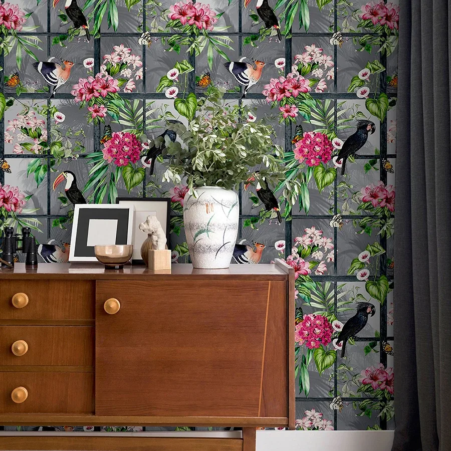 Brewster Home Fashions Dorothea Multicolor Tropical Birds Wallpaper - SKU AH924408