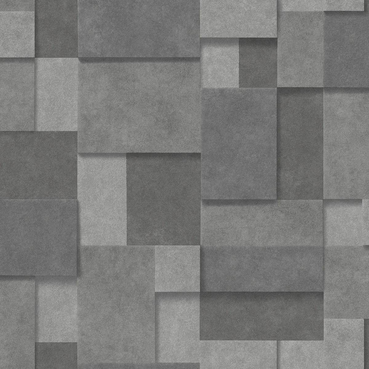 2896-25354 | Duchamp Dark Grey Patchwork Metallic Wallpaper