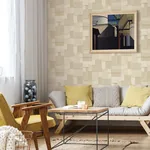 Brewster Home Fashions Duchamp Wheat Patchwork Metallic Wallpaper - SKU 2896-25355