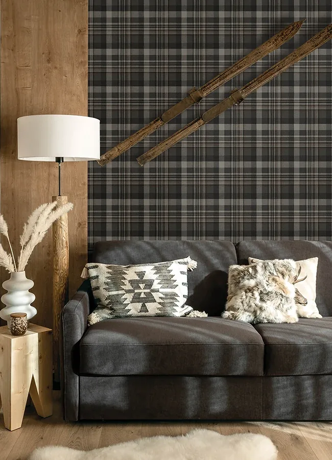 Brewster Home Fashions Dutton Plaid Charcoal Wallpaper - SKU 4142-72632