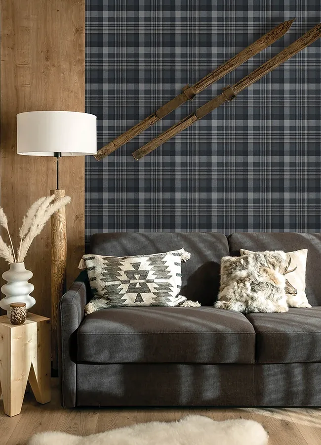 Brewster Home Fashions Dutton Plaid Indigo Wallpaper - SKU 4142-72635