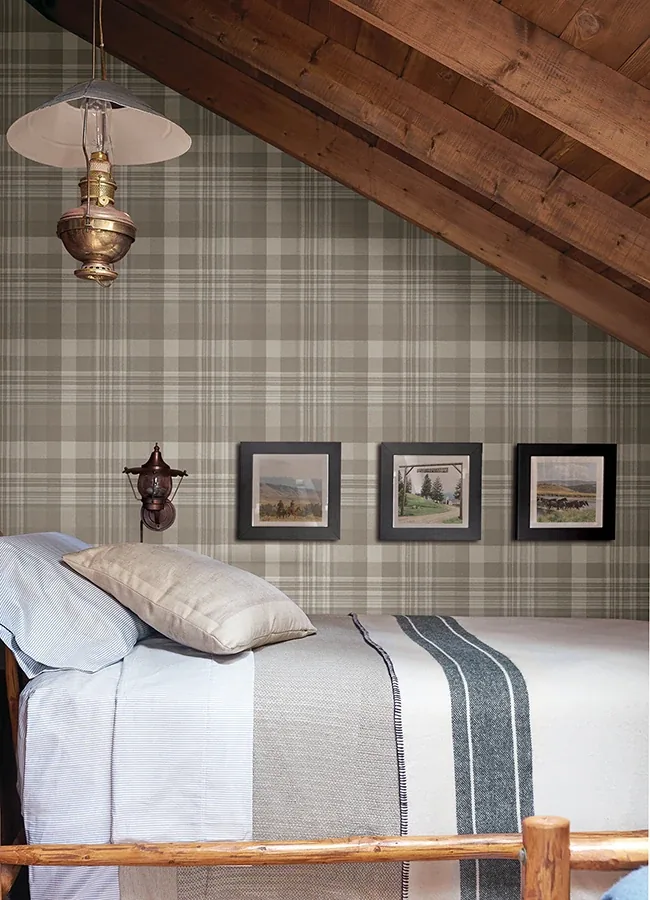 Brewster Home Fashions Dutton Plaid Light Brown Wallpaper - SKU 4142-72633