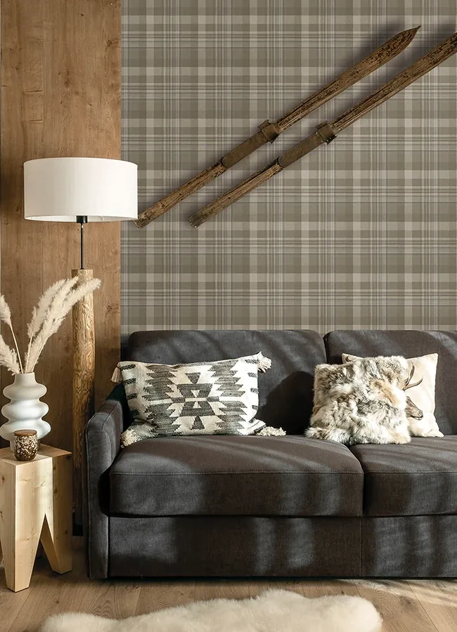Brewster Home Fashions Dutton Plaid Light Brown Wallpaper - SKU 4142-72633