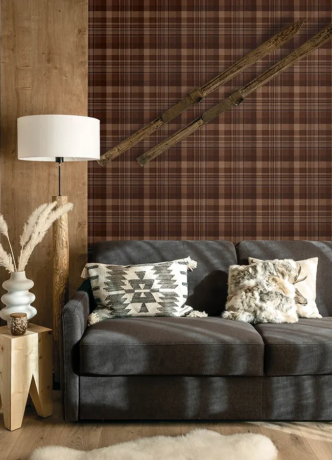 Brewster Home Fashions Dutton Plaid Rust Wallpaper - SKU 4142-72636