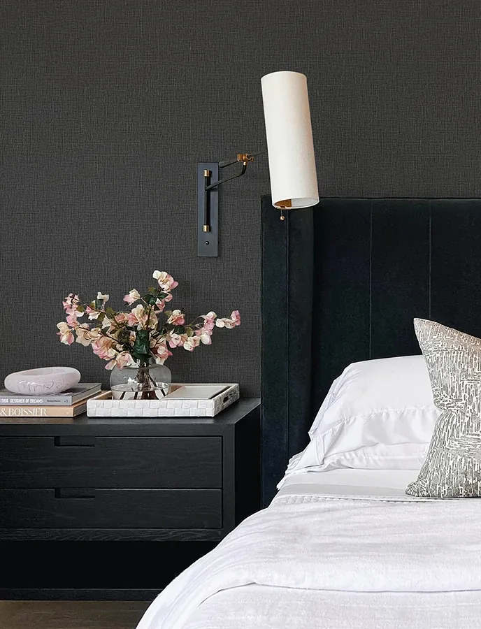 Brewster Home Fashions Eagen Black Linen Weave Wallpaper - SKU 4144-9172
