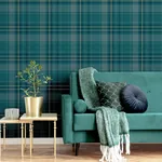 Brewster Home Fashions Earl Dark Green Tartan Wallpaper - SKU AH297205