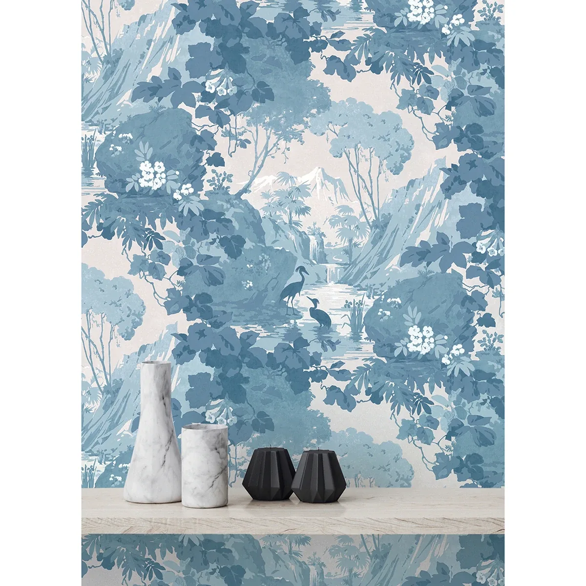 Brewster Home Fashions Eden Blue Crane Lagoon Wallpaper - SKU M1675