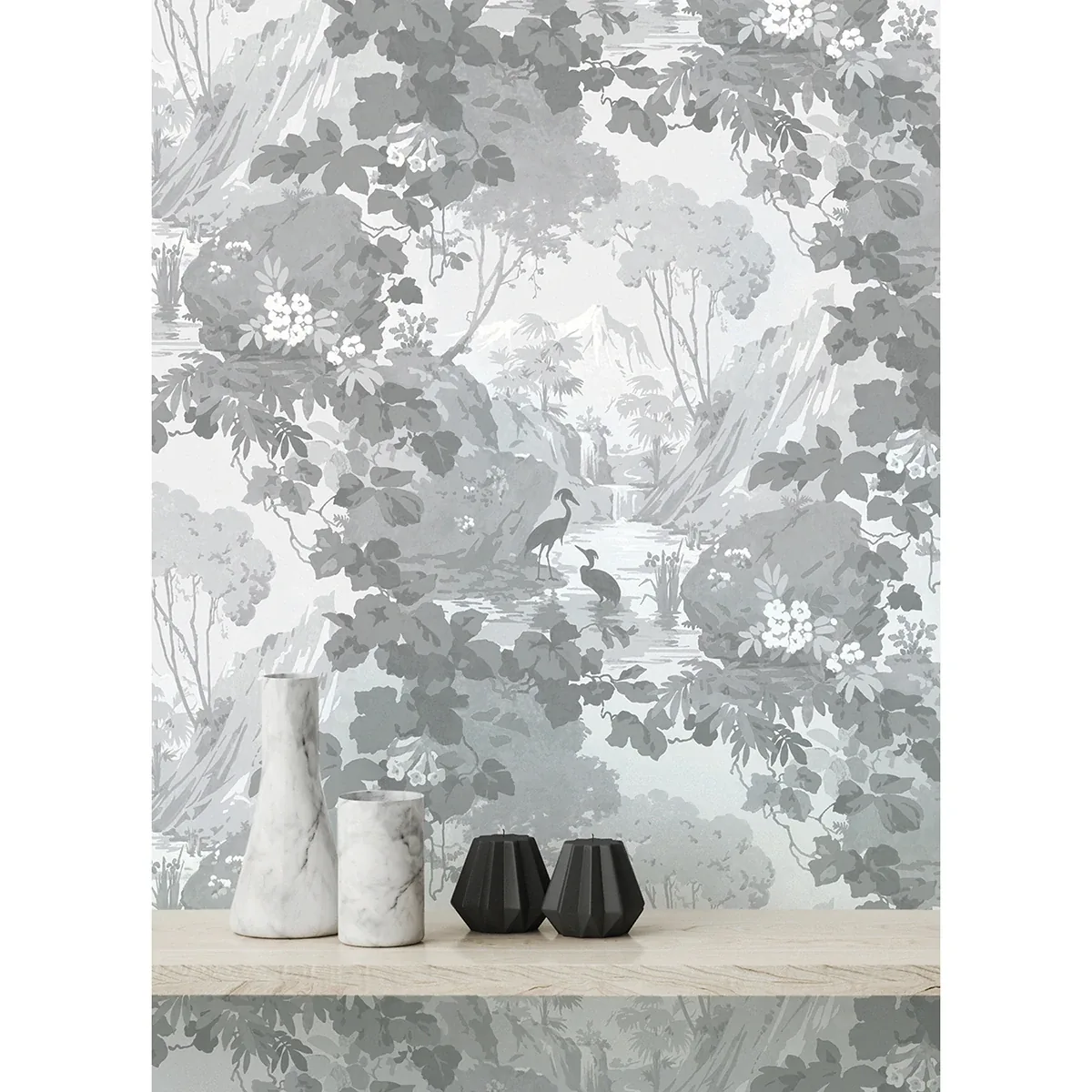 Brewster Home Fashions Eden Grey Crane Lagoon Wallpaper - SKU M1677