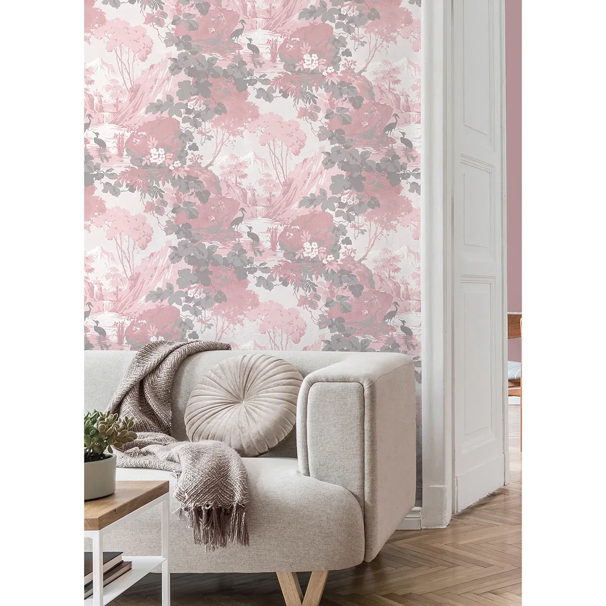 Brewster Home Fashions Eden Pink Crane Lagoon Wallpaper - SKU M1676