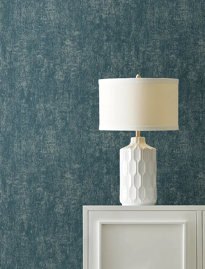 Brewster Home Fashions Edmore Dark Blue Faux Suede Wallpaper - SKU 4144-9165