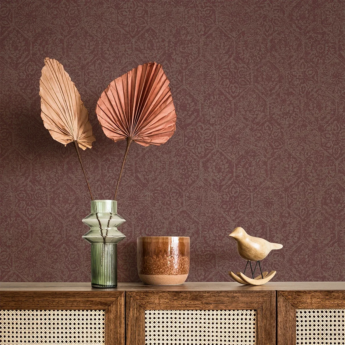 Brewster Home Fashions Edsel Maroon Geometric Wallpaper - SKU 4044-38022-4