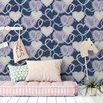Brewster Home Fashions Effie Navy Neon Heart Wallpaper - SKU AH925605