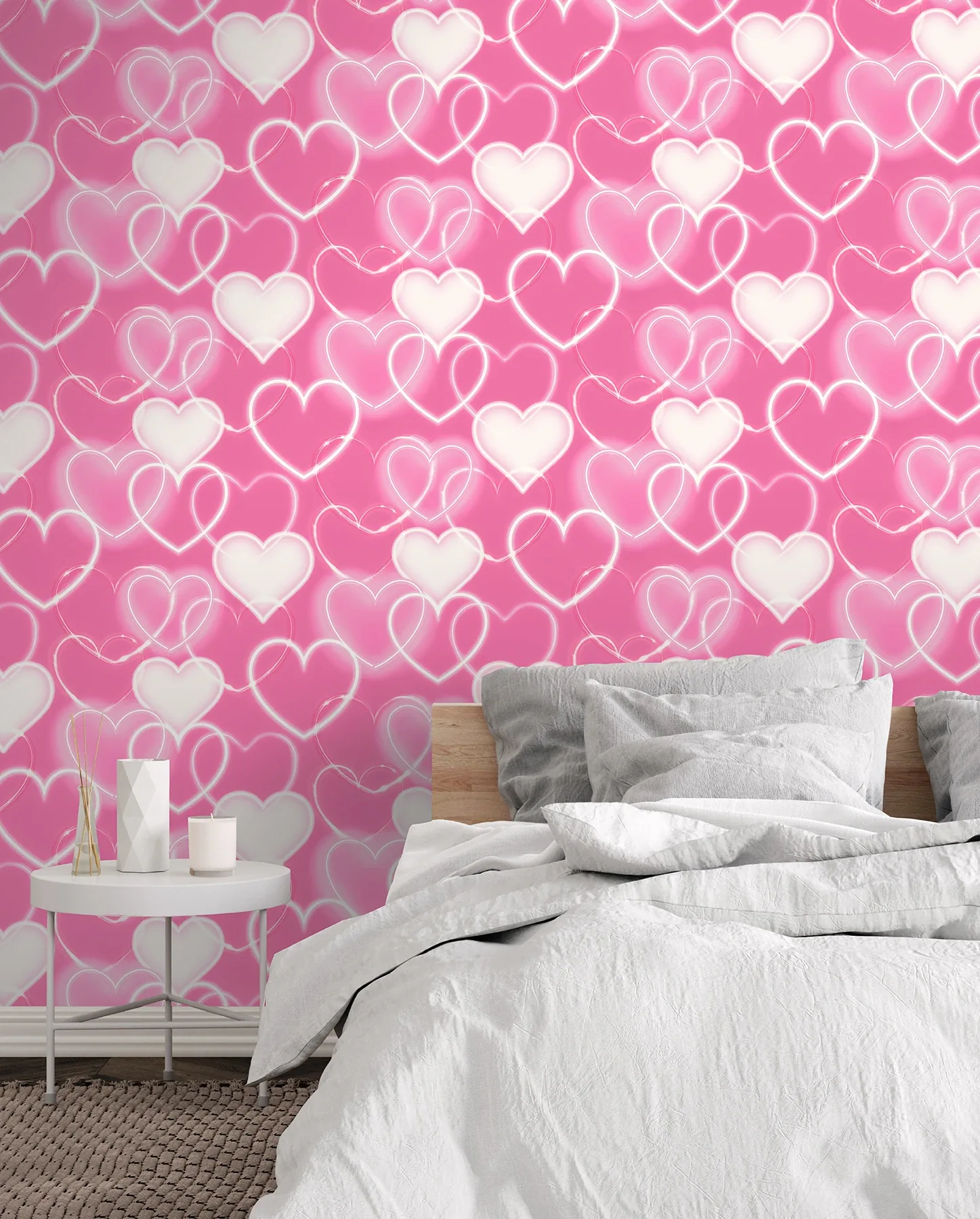 Brewster Home Fashions Effie Pink Neon Heart Wallpaper - SKU AH100222AH