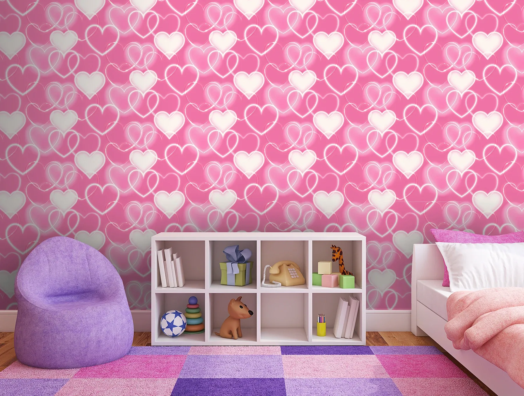 Brewster Home Fashions Effie Pink Neon Heart Wallpaper - SKU AH100222AH