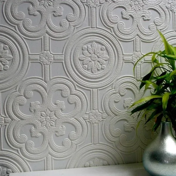 Brewster Home Fashions Egon White Paintable Textured Vinyl Wallpaper - SKU 437-RD80029