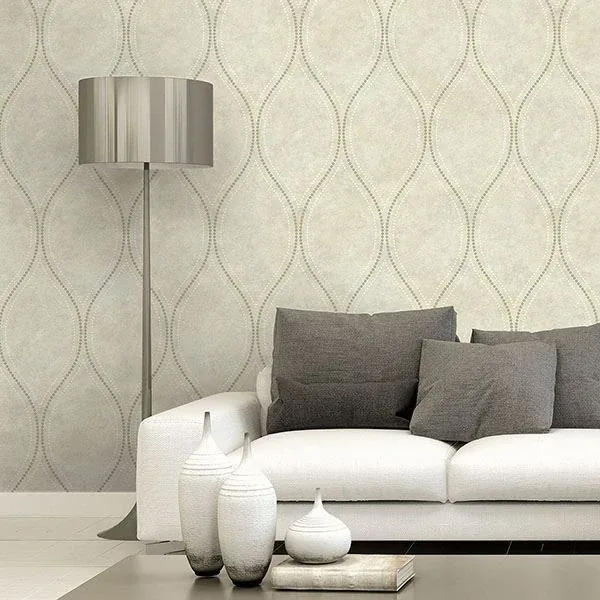 Brewster Home Fashions Eira Beige Marble Ogee Wallpaper - SKU 2765-BW40207