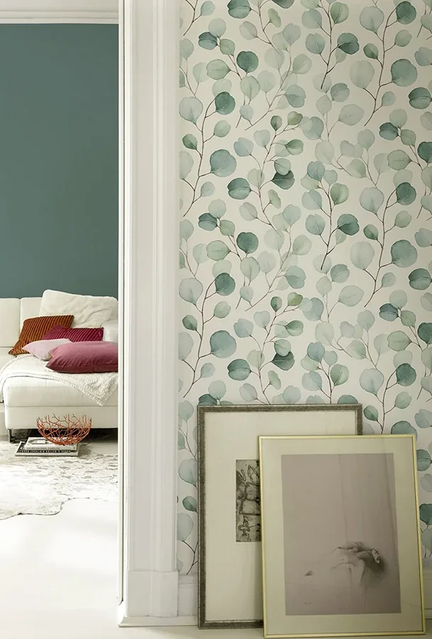Brewster Home Fashions Elaina Aqua Watercolor Boughs Wallpaper - SKU RH691702