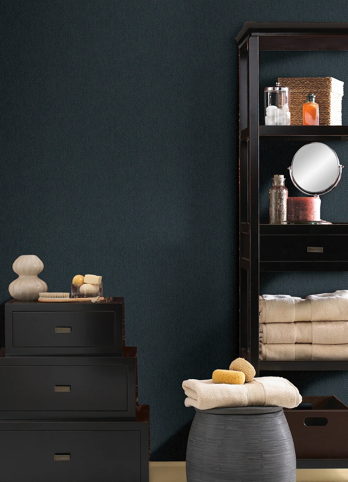 Brewster Home Fashions Elbert Navy Zig Zag Wallpaper - SKU 4041-35901