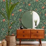Brewster Home Fashions Elena Green Pomegranate Wallpaper - SKU BG9613