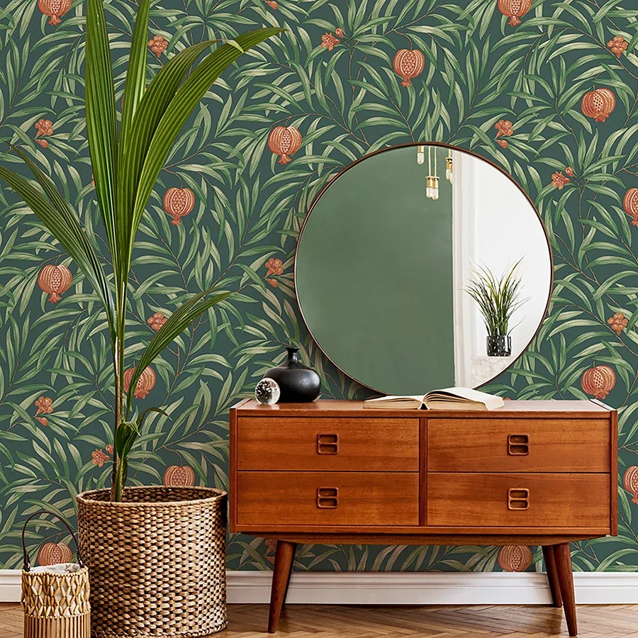 Brewster Home Fashions Elena Green Pomegranate Wallpaper - SKU BG9613
