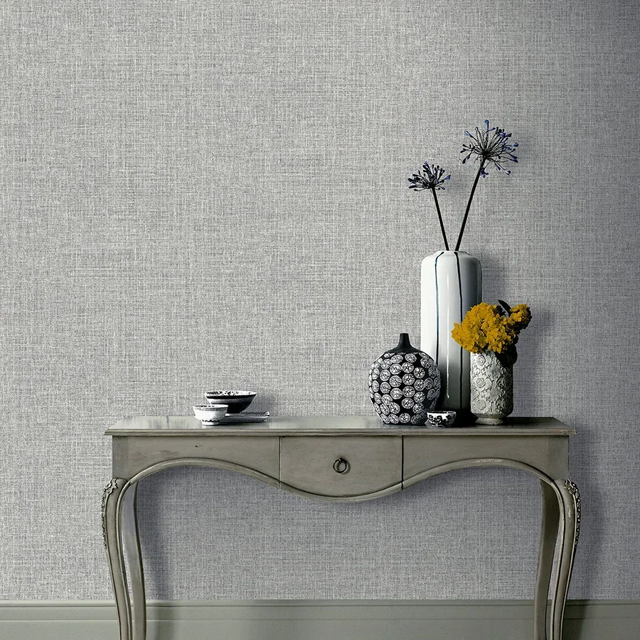 Brewster Home Fashions Elfrida Grey Linen Wallpaper - SKU AH295400
