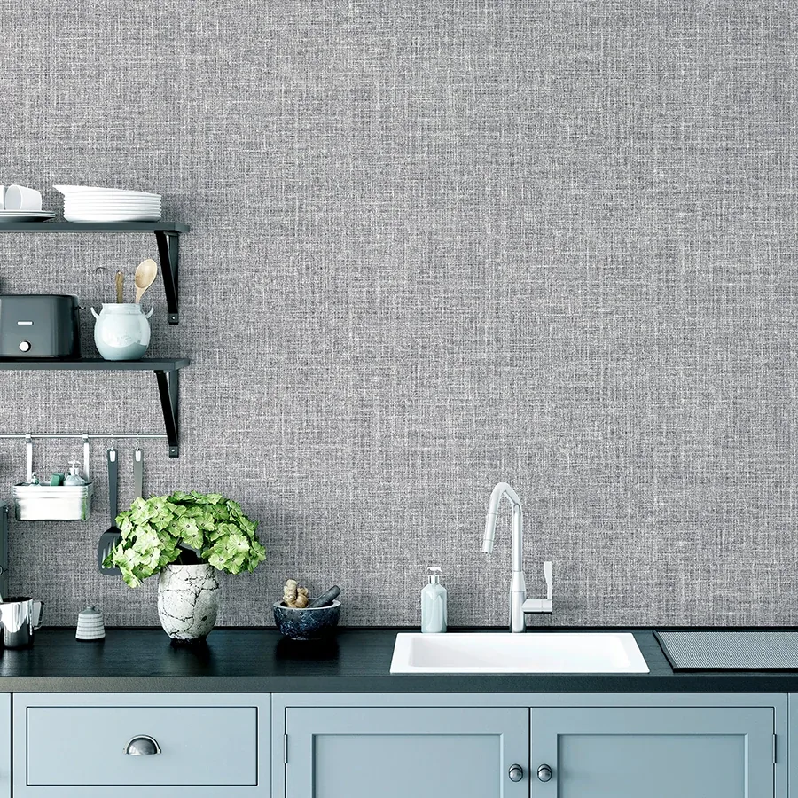 Brewster Home Fashions Elfrida Grey Linen Wallpaper - SKU AH295400